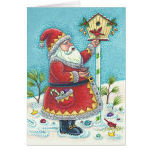 KRIS KRINGLE & CARDINAL CHRISTMAS GREETING CARD B