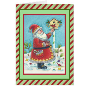 KRIS KRINGLE & CARDINAL CHRISTMAS GREETING CARD V