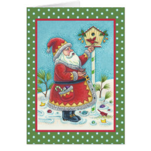 KRIS KRINGLE & CARDINAL CHRISTMAS GREETING CARD V