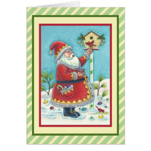 KRIS KRINGLE & CARDINAL CHRISTMAS GREETING CARD V