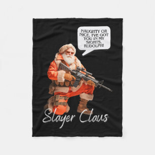 Kris Kringle Festive Hunting Xmas Santa Claus Camo Fleece Blanket