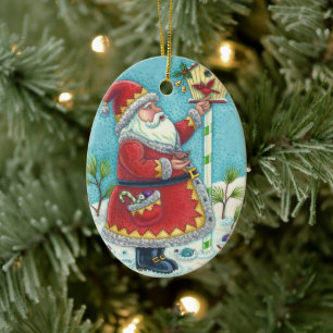 KRIS KRINGLE RED BIRDS, CHRISTMAS SANTA Date 2019 Ceramic Tree Decoration