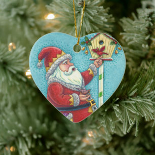 KRIS KRINGLE REDBIRDS, CHRISTMAS SANTA Dated 2019 Ceramic Tree Decoration