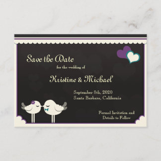 Kris Violet Teal Love Birds Save the Date
