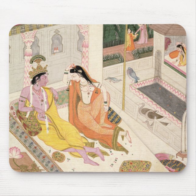 Krishna and Radha on a bed in a Mogul palace, Punj Mouse Mat (Front)