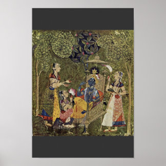 Krishna And The Girls By Indischer Maler Um 1710 ( Poster