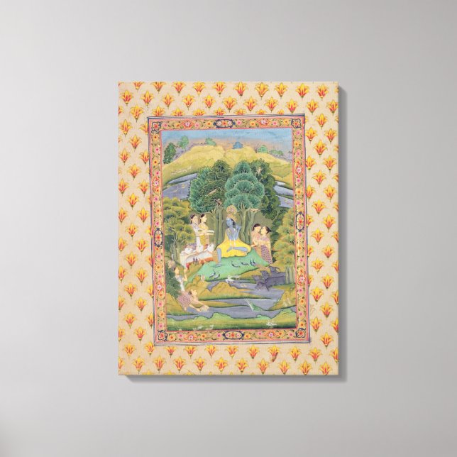 Krishna and the Gopis (gouache on paper) Canvas Print (Front)