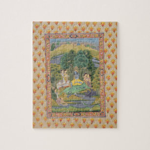 Krishna and the Gopis (gouache on paper) Jigsaw Puzzle