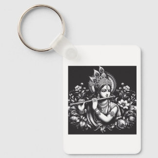 Krishna Black and White Key Ring