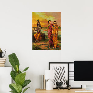 Krishna declaring his love for Radha by Raja Ravi Poster