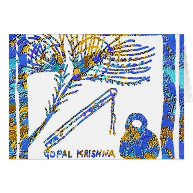 Krishna - Flute, Peacock Feather n Buttermilk (Front Horizontal)