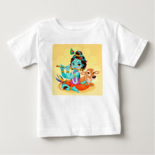 Krishna Indian God playing flute illustration Baby T-Shirt