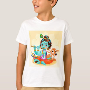 Krishna Indian God playing flute illustration T-Shirt