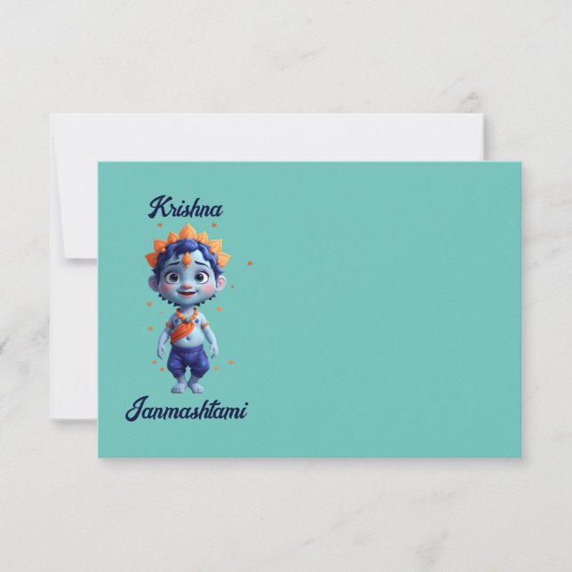 Krishna Janmashtami blue mug Thank You Card (Front)