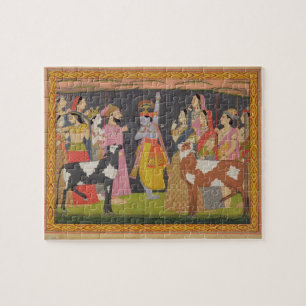 Krishna lifting Mount Govardhana, from the 'Bhagav Jigsaw Puzzle
