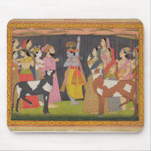 Krishna lifting Mount Govardhana, from the 'Bhagav Mouse Mat
