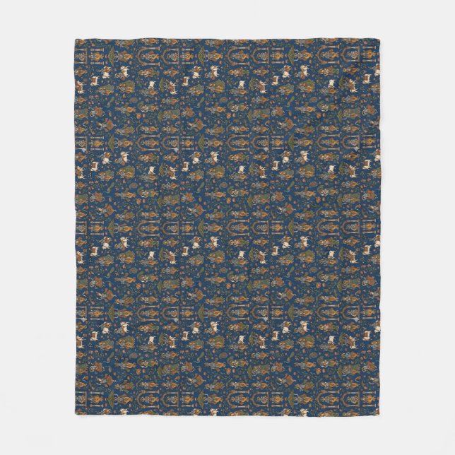 Krishna Pattern Fleece Blanket (Front)