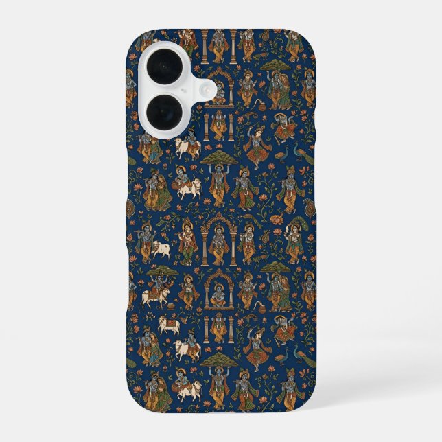 Krishna Pattern iPhone 16 Case (Back)