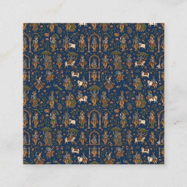 Krishna Pattern Square Business Card (Front)