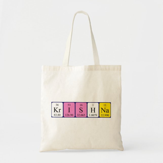 Krishna periodic table name tote bag (Front)