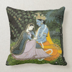 Krishna & Radha Colourful Throw Pillow