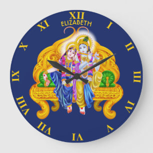 Krishna Radha Vigneshwara Psychedelic Hinduism Large Clock