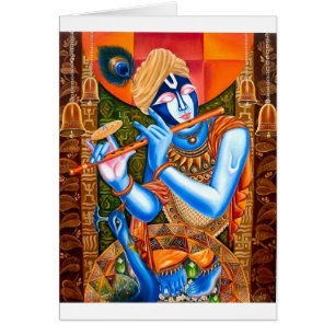 KRISHNA THE FLUTE PLAYER INDIAN ABSTRACT