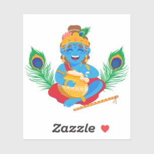 Krishna with butter pot peacock feather