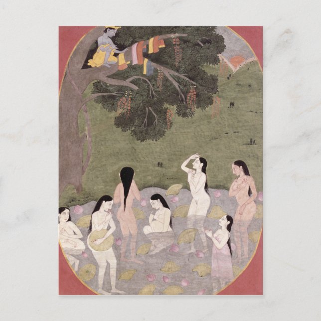 Krishna with the Cow Girls' clothes, Postcard (Front)