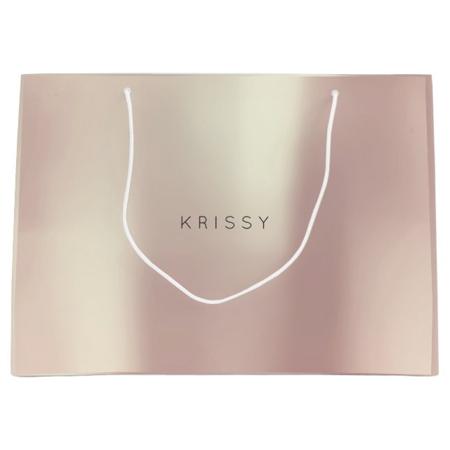 KRISSY Rose Gold Blush Pearly Minimal Gift Large Gift Bag (Front)