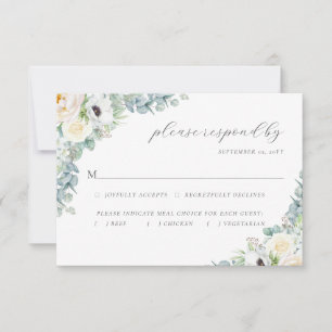Kristen Elegant Boho Greenery Meal Choice Wedding RSVP Card