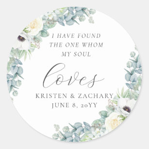 Kristen Floral Greenery Christian Wedding Favour Classic Round Sticker