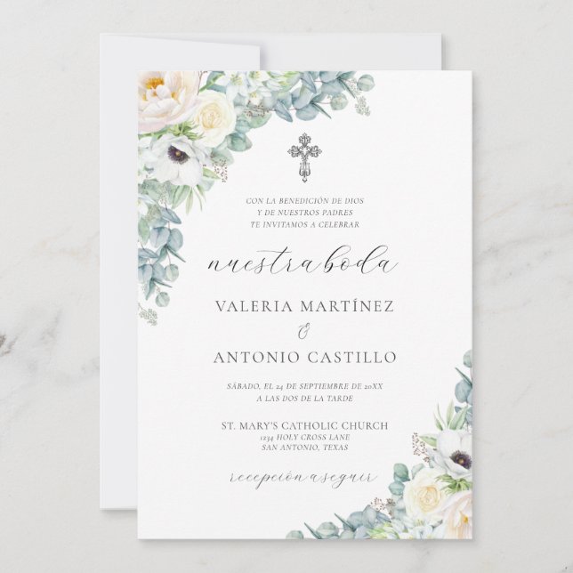 Kristen Invitación de Boda Católica Wedding Invitation (Front)