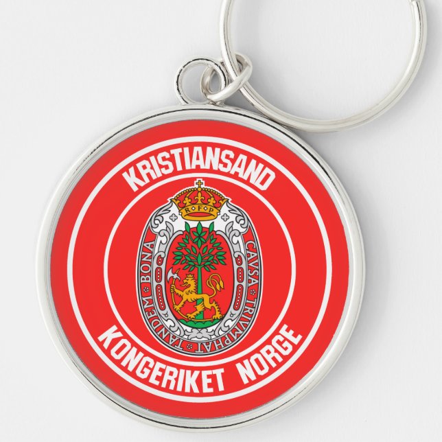 Kristiansand Round Emblem Key Ring (Front)