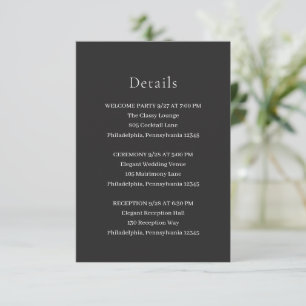 Kristin Charcoal Modern Wedding Enclosure Card
