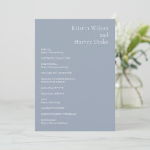 Kristin Dusty Blue Modern Wedding Programme