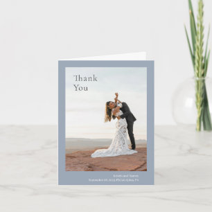 Kristin Dusty Blue Modern Wedding Thank You Card