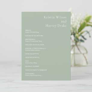 Kristin Sage Green Modern Wedding Programme