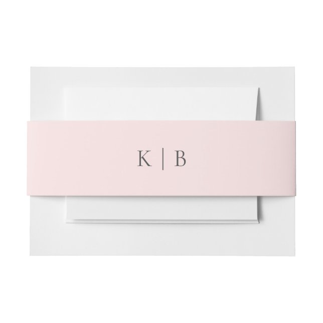 Kristina Elegant Simple Monogram Pastel Pink Invitation Belly Band (Front Example)