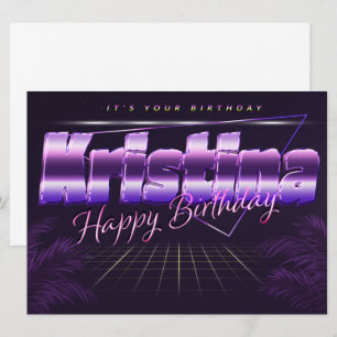 Kristina Name Vorname lila retro Karte Geburtstag Card
