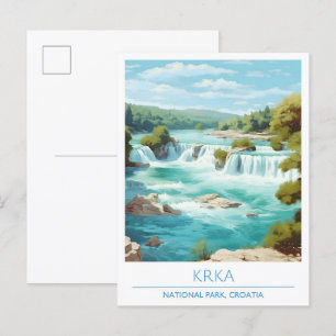 Krka National Park Croatia Art Vintage Travel  Postcard