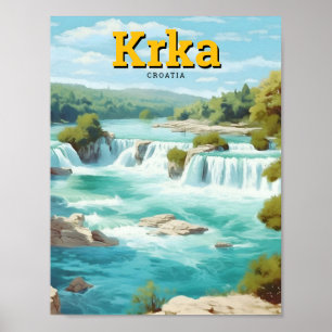 Krka National Park Croatia Art Vintage Travel Poster