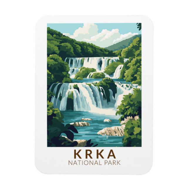 Krka National Park Croatia Illustration Travel Art Magnet (Vertical)