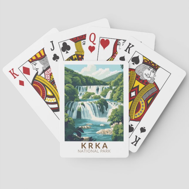 Krka National Park Croatia Illustration Travel Art Playing Cards (Back)
