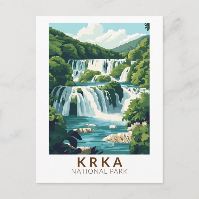 Krka National Park Croatia Illustration Travel Art Postcard (Front)