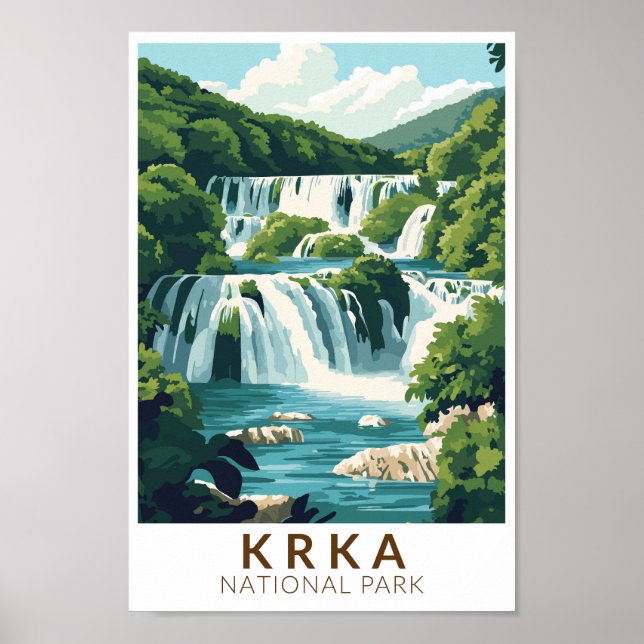 Krka National Park Croatia Illustration Travel Art Poster (Front)