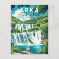 Krka National Park Croatia Travel Art Vintage