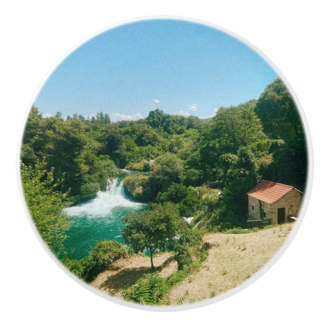 Krka Waterfalls -Krka National Park - Croatia Ceramic Knob (Front)