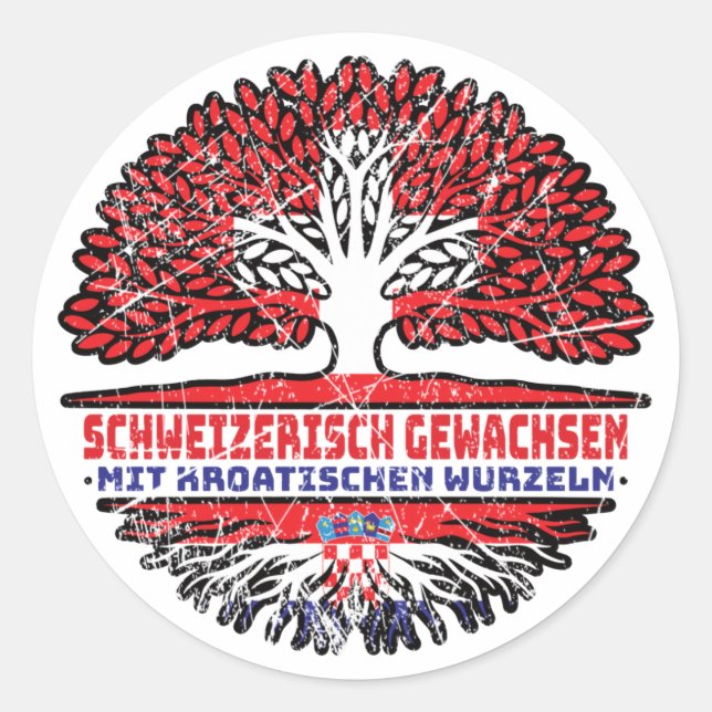 Kroatien Kroatisch Schweizer Schweiz Baum Wurzel Classic Round Sticker (Front)