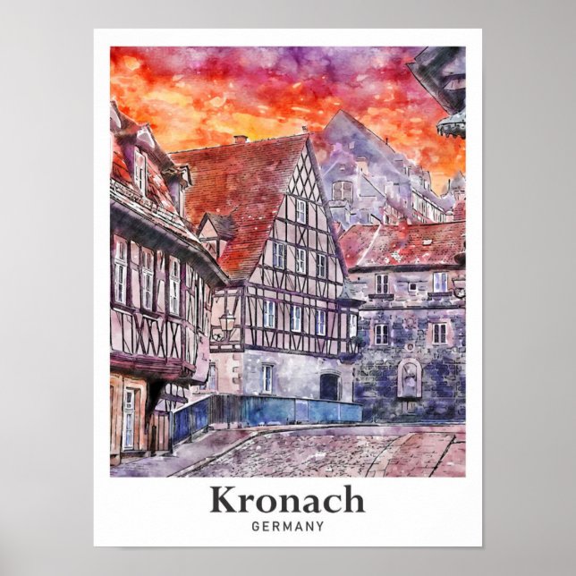 Kronach Germany Travel Watercolor Hand Drawn Poster (Front)